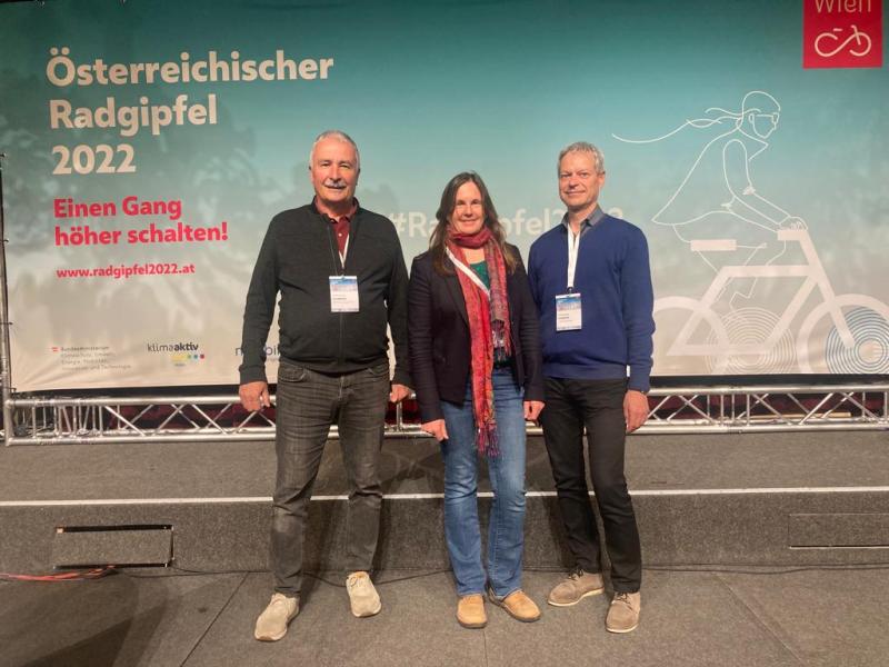 Team Radtourismus am Radgipfel 2022 - Christian Schrefel, Julia Beckel, Hermann Hiebner